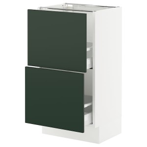 IKEA SEKTION / MAXIMERA base cabinet with 2 drawers, 18x15x30 in White / Havstorp Deep Green, Ikea Outlet | 5829QNAHX