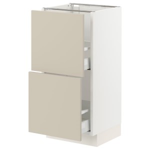 IKEA SEKTION / MAXIMERA base cabinet with 2 drawers, 15x15x30 in White / Havstorp Beige, Ikea Outlet | 0729VDGIY