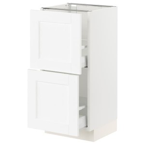IKEA SEKTION / MAXIMERA base cabinet with 2 drawers, 15x15x30 in White Enköping / White Wood Effect, Ikea Outlet | 2076SOEFR
