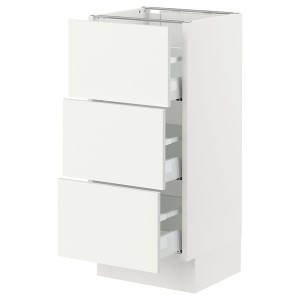 IKEA SEKTION / MAXIMERA base cabinet with 3 drawers, 15x15x30 in White / Vallstena White, Ikea Outlet | 5679JUYXZ