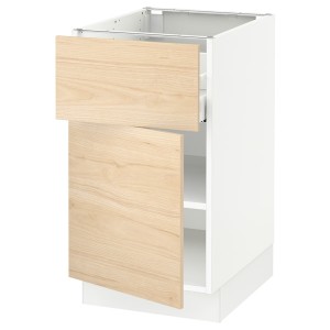 IKEA SEKTION / MAXIMERA base cabinet with drawer/door, 18x24x30 in White / Askersund Light Ash Effect, Ikea Outlet | 6953UPISA