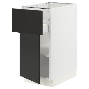 IKEA SEKTION / MAXIMERA base cabinet with drawer/door, 15x24x30 in White / Nickebo Matte Anthracite, Ikea Outlet | 0739DVYZC