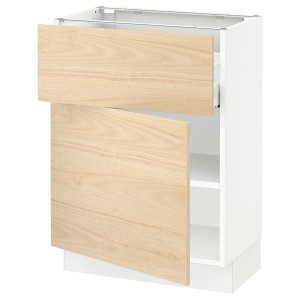 IKEA SEKTION / MAXIMERA base cabinet with drawer/door, 24x15x30 in White / Askersund Light Ash Effect, Ikea Outlet | 2931EOCKX
