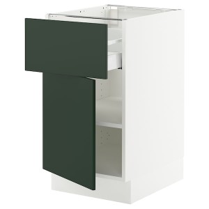 IKEA SEKTION / MAXIMERA base cabinet with drawer/door, 18x24x30 in White / Havstorp Deep Green, Ikea Outlet | 4517XVUGB