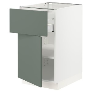 IKEA SEKTION / MAXIMERA base cabinet with drawer/door, 18x24x30 in White / Bodarp Gray / Green, Ikea Outlet | 7803QIKZH