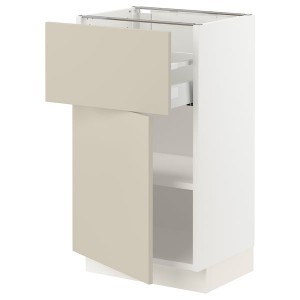 IKEA SEKTION / MAXIMERA base cabinet with drawer/door, 18x15x30 in White / Havstorp Beige, Ikea Outlet | 3967XQASF