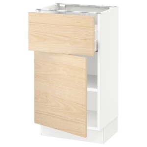 IKEA SEKTION / MAXIMERA base cabinet with drawer/door, 18x15x30 in White / Askersund Light Ash Effect, Ikea Outlet | 4285SRJQP