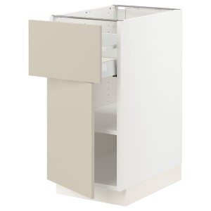 IKEA SEKTION / MAXIMERA base cabinet with drawer/door, 15x24x30 in White / Havstorp Beige, Ikea Outlet | 3549TGUIV