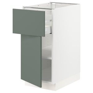 IKEA SEKTION / MAXIMERA base cabinet with drawer/door, 15x24x30 in White / Bodarp Gray / Green, Ikea Outlet | 1643GWJHE
