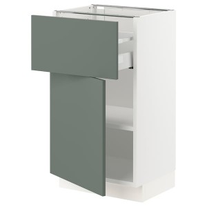 IKEA SEKTION / MAXIMERA base cabinet with drawer/door, 18x15x30 in White / Bodarp Gray / Green, Ikea Outlet | 9852SKXIF