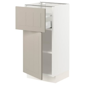 IKEA SEKTION / MAXIMERA base cabinet with drawer/door, 15x15x30 in White / Stensund Beige, Ikea Outlet | 3108ZHYQW