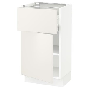 IKEA SEKTION / MAXIMERA base cabinet with drawer/door, 18x15x30 in White / Veddinge White, Ikea Outlet | 6970FYQZW