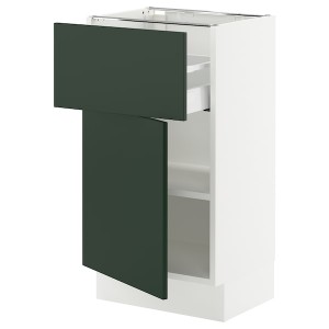 IKEA SEKTION / MAXIMERA base cabinet with drawer/door, 18x15x30 in White / Havstorp Deep Green, Ikea Outlet | 9451XODEK