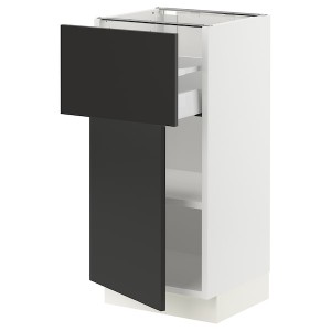 IKEA SEKTION / MAXIMERA base cabinet with drawer/door, 15x15x30 in White / Nickebo Matte Anthracite, Ikea Outlet | 2749HJKWS