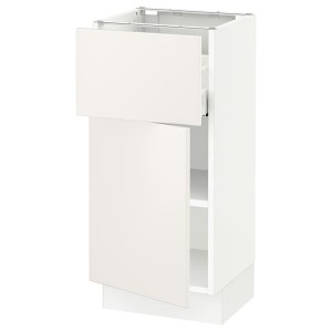 IKEA SEKTION / MAXIMERA base cabinet with drawer/door, 15x15x30 in White / Veddinge White, Ikea Outlet | 4560MXCEB