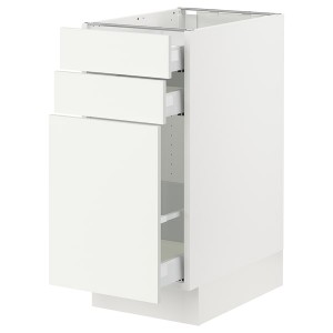 IKEA SEKTION / MAXIMERA base cabinet/p-out storage/2 drwrs, white/Vallstena white, 15x24x30 in, Ikea Outlet | 9480HFLNP