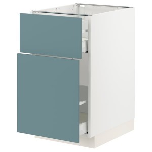 IKEA SEKTION / MAXIMERA base cabinet/p-out storage/drawer, 18x24x30 in White / Havstorp Turquoise, Ikea Outlet | 1078GBRFI