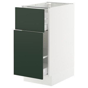 IKEA SEKTION / MAXIMERA base cabinet/p-out storage/drawer, 15x24x30 in White / Havstorp Deep Green, Ikea Outlet | 8315FWOAP