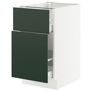 IKEA SEKTION / MAXIMERA base cabinet/p-out storage/drawer, 18x24x30 in White / Havstorp Deep Green, Ikea Outlet | 8176ZJYVI