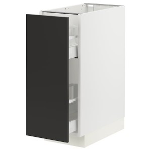 IKEA SEKTION / MAXIMERA base cabinet/pull-out int fittings, white/Nickebo matte anthracite, 12x24x30 in, Ikea Outlet | 6729JCMDN