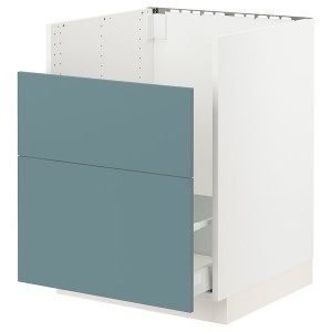 IKEA SEKTION / MAXIMERA base cb f HAVSEN snk/recyc/2 fr, 24x24x30 in White / Havstorp Turquoise, Ikea Outlet | 9376RKNOA