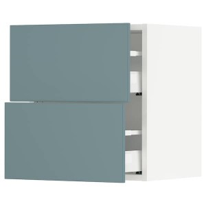 IKEA SEKTION / MAXIMERA wall cabinet with 2 drawers, 18x15x20 in White / Havstorp Turquoise, Ikea Outlet | 8926DAVYR