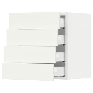 IKEA SEKTION / MAXIMERA wall cabinet with 4 drawers, white/Vallstena white, 18x15x20 in, Ikea Outlet | 3524CQLOR