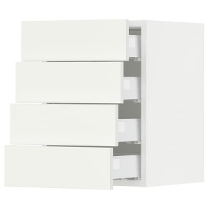 IKEA SEKTION / MAXIMERA wall cabinet with 4 drawers, 15x15x20 in White / Vallstena White, Ikea Outlet | 9016EKSRW