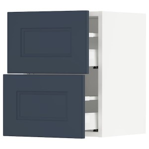 IKEA SEKTION / MAXIMERA wall cabinet with 2 drawers, 15x15x20 in White Axstad / Matte Blue, Ikea Outlet | 1596NPILB