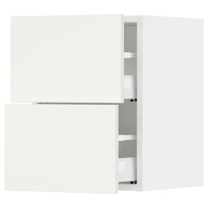IKEA SEKTION / MAXIMERA wall cabinet with 2 drawers, 15x15x20 in White / Vallstena White, Ikea Outlet | 6897UWLIX
