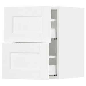 IKEA SEKTION / MAXIMERA wall cabinet with 2 drawers, 15x15x20 in White Enköping / White Wood Effect, Ikea Outlet | 1678UNHRO