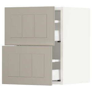 IKEA SEKTION / MAXIMERA wall cabinet with 2 drawers, 15x15x20 in White / Stensund Beige, Ikea Outlet | 6205VCPSJ