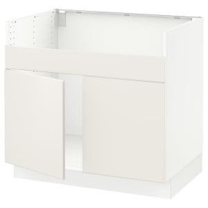 IKEA SEKTION base cab f HAVSEN double bowl sink, 36x24x30 in White / Veddinge White, Ikea Outlet | 3207NPKLC