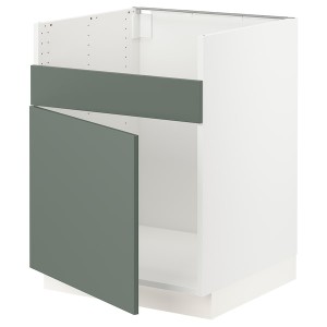 IKEA SEKTION base cab f HAVSEN single bowl sink, 24x24x30 in White / Bodarp Gray / Green, Ikea Outlet | 2791MZVLO