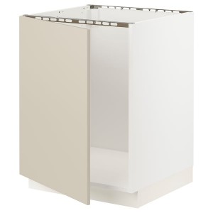 IKEA SEKTION base cabinet for sink, 24x24x30 in White / Havstorp Beige, Ikea Outlet | 1904JWFVD