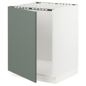 IKEA SEKTION base cabinet for sink, 24x24x30 in White / Bodarp Gray / Green, Ikea Outlet | 0532UJIZF