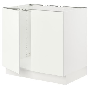 IKEA SEKTION base cabinet for sink + 2 doors, 36x24x30 in White / Vallstena White, Ikea Outlet | 7652KVCJI