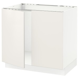 IKEA SEKTION base cabinet for sink + 2 doors, 36x24x30 in White / Veddinge White, Ikea Outlet | 3209GOXJZ
