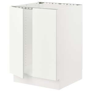 IKEA SEKTION base cabinet for sink + 2 doors, 24x24x30 in White / Vallstena White, Ikea Outlet | 8534TAZSO
