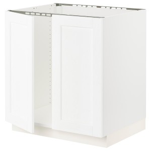 IKEA SEKTION base cabinet for sink + 2 doors, 30x24x30 in White Enköping / White Wood Effect, Ikea Outlet | 1269LRVDJ