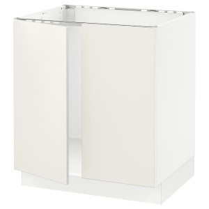 IKEA SEKTION base cabinet for sink + 2 doors, 30x24x30 in White / Veddinge White, Ikea Outlet | 6120TBEYD