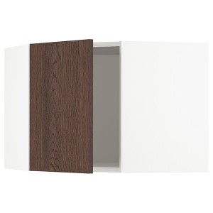 IKEA SEKTION corner wall cabinet, 26x15x20 in White / Sinarp Brown, Ikea Outlet | 9467TCNOR