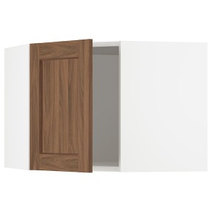 IKEA SEKTION corner wall cabinet, 26x15x20 in White Enköping / Brown Walnut Effect, Ikea Outlet | 8165CXNFT