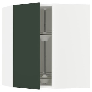IKEA SEKTION corner wall cabinet with carousel, 26x15x30 in White / Havstorp Deep Green, Ikea Outlet | 4756MKRVF