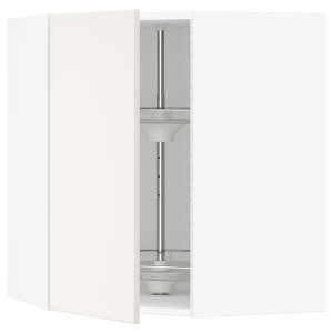 IKEA SEKTION corner wall cabinet with carousel, 26x15x30 in White / Veddinge White, Ikea Outlet | 5361AUIQJ
