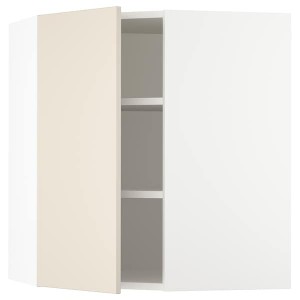 IKEA SEKTION corner wall cabinet with shelves, 26x15x30 in White / Havstorp Beige, Ikea Outlet | 3127OYSCL
