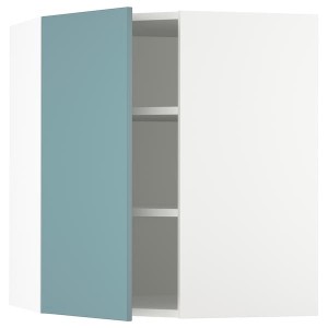 IKEA SEKTION corner wall cabinet with shelves, 26x15x30 in White / Havstorp Turquoise, Ikea Outlet | 7164YZDVJ
