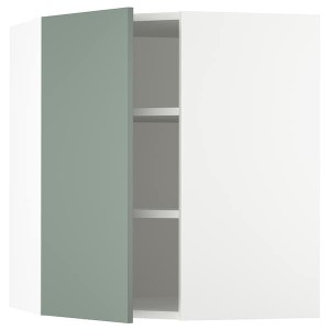 IKEA SEKTION corner wall cabinet with shelves, 26x15x30 in White / Bodarp Gray / Green, Ikea Outlet | 0624KNFPR