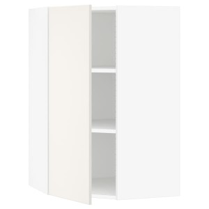IKEA SEKTION corner wall cabinet with shelves, 26x15x40 in White / Veddinge White, Ikea Outlet | 8931TVRZU