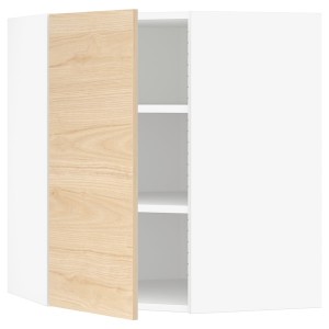 IKEA SEKTION corner wall cabinet with shelves, 26x15x30 in White / Askersund Light Ash Effect, Ikea Outlet | 8647MYWXO